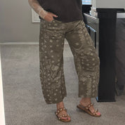 Vintage Army Bandana Printed Barrel Jeans