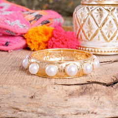 Pearl/Gold Stretch Bracelet