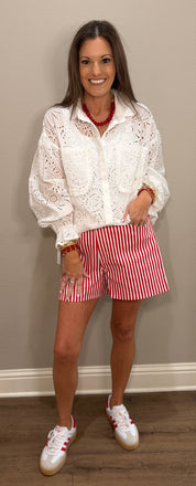 Red & White Striped Shorts
