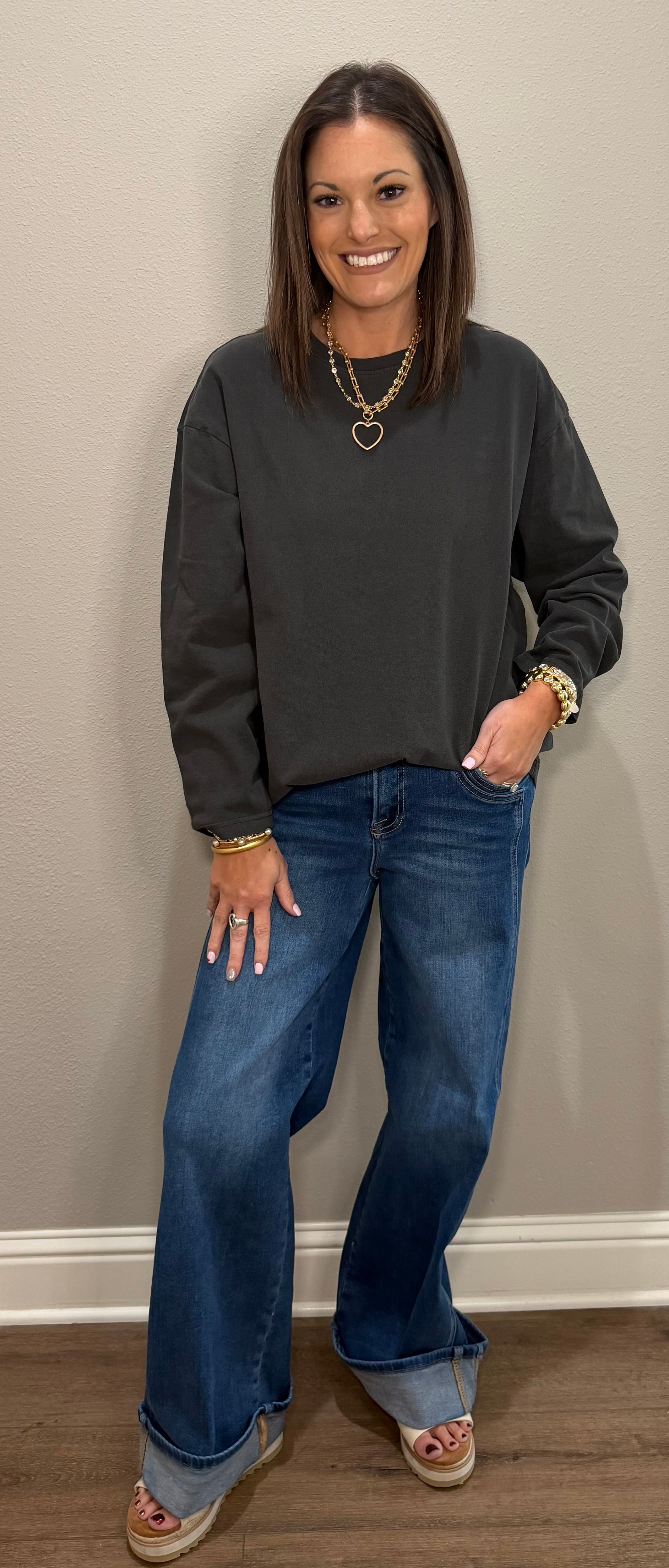 Oversized Black Long Sleeve Top