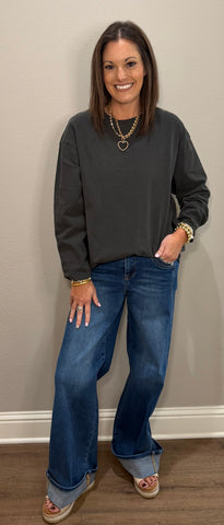 Oversized Black Long Sleeve Top