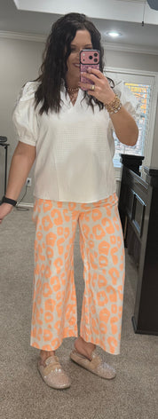 Neon Orange Leopard Cropped Pant