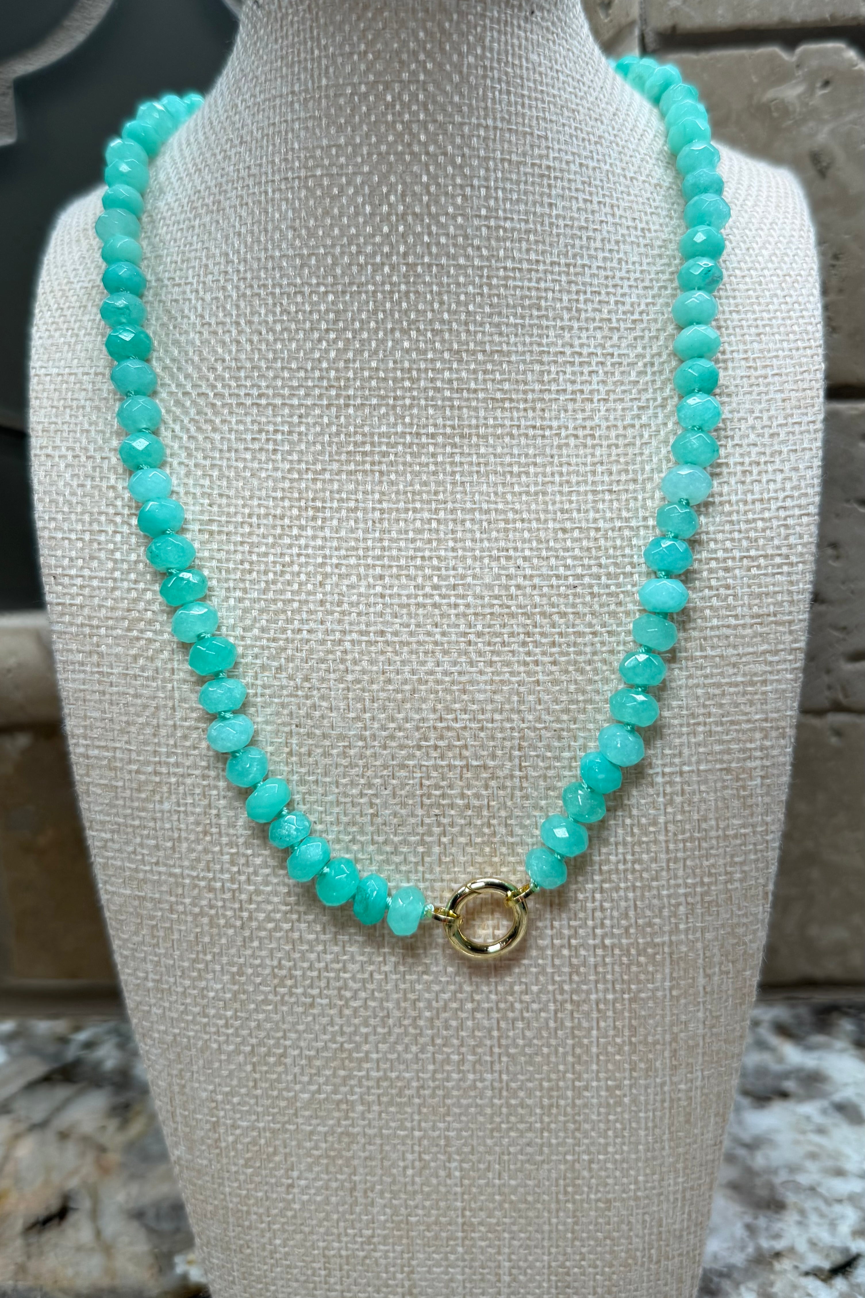 Gemstone Disc Beaded Necklaces - 5 COLORS