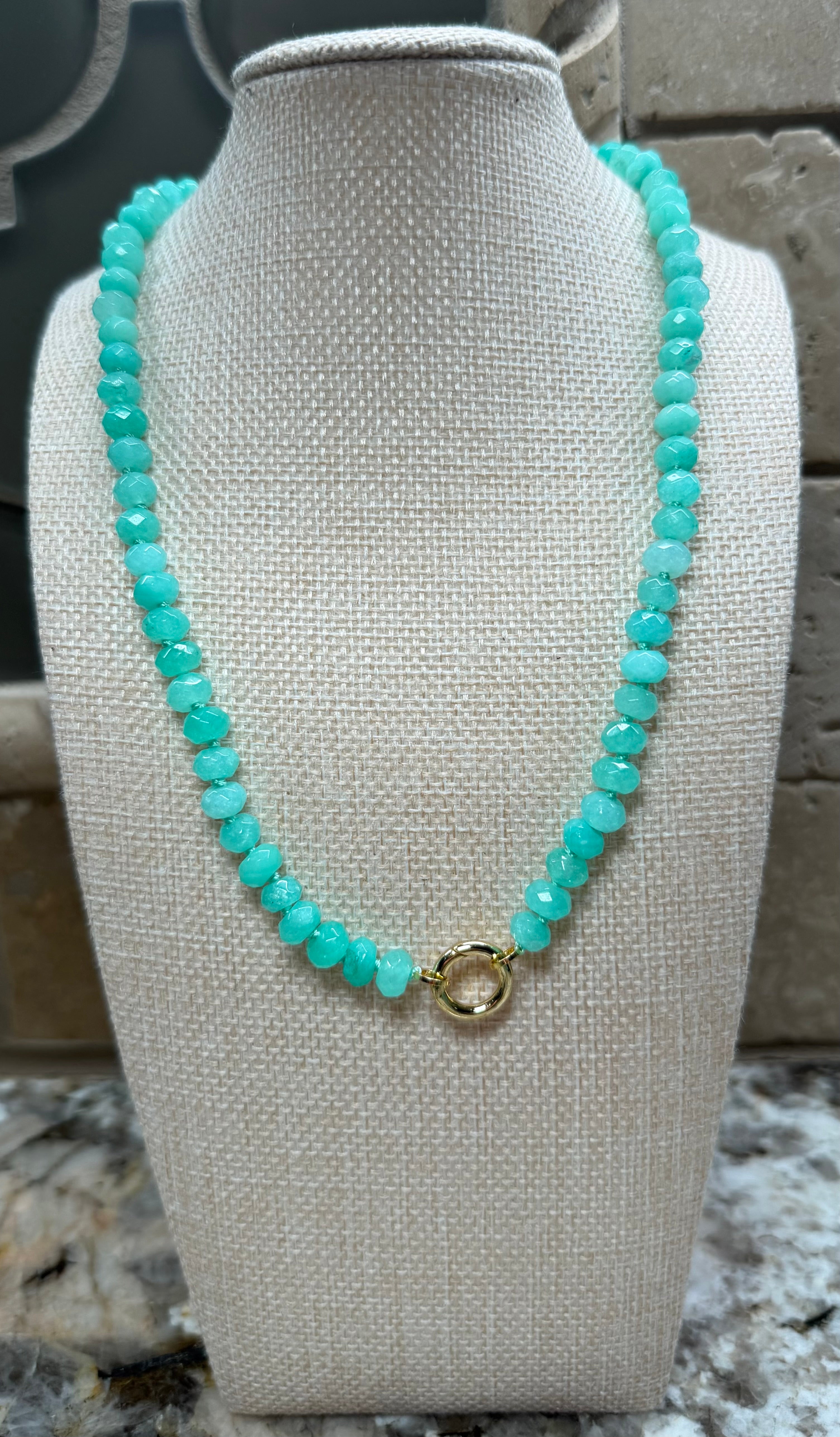 Gemstone Disc Beaded Necklaces - 5 COLORS