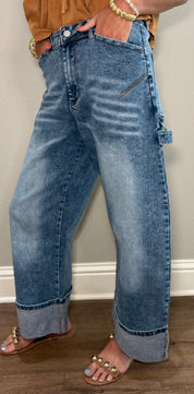 Denim Jean w/ Cuffed Hem & Cargo Pocket