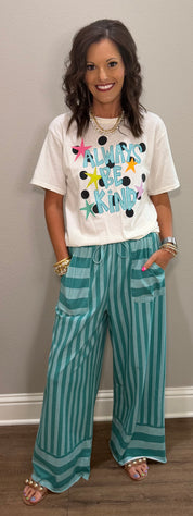 Turquoise Stripe Pants