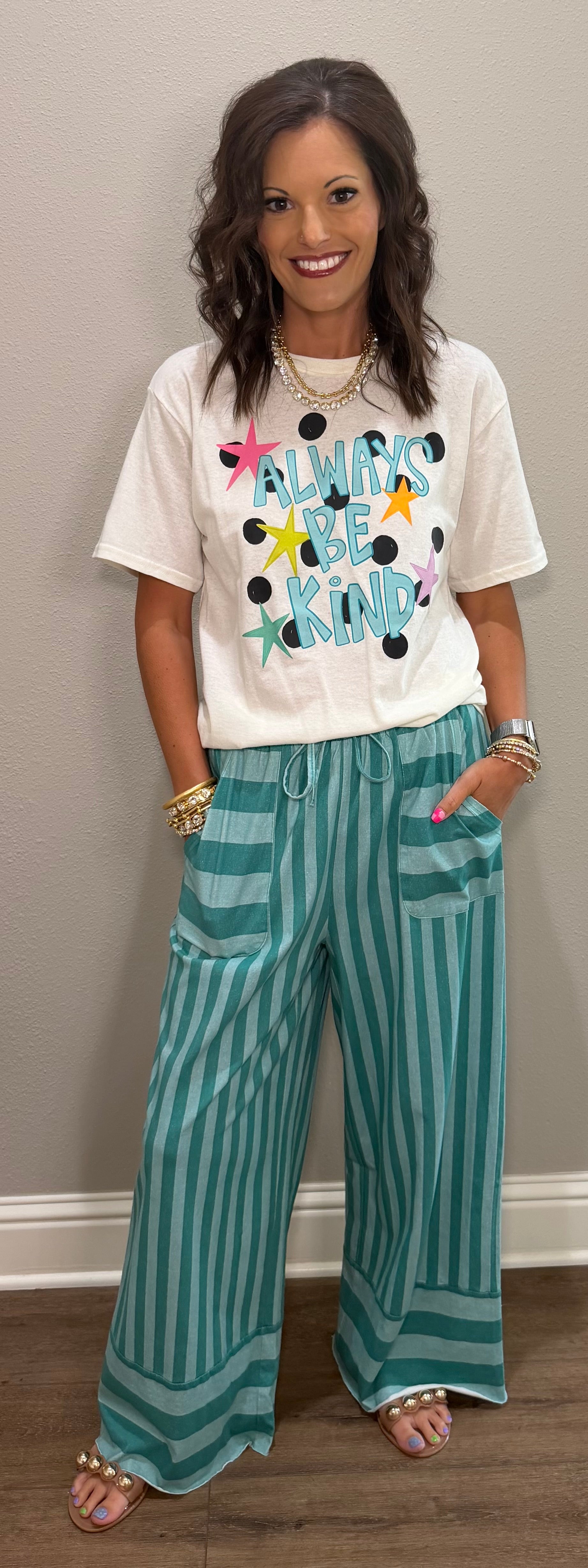 Turquoise Stripe Pants
