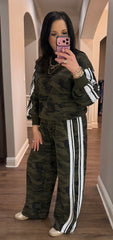 Camo French Terry Lounge Set w/ Lace Detailing
