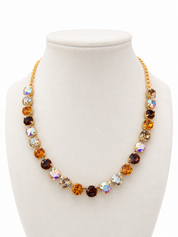 Falling For You Rhinestone Necklace in Gold
