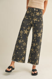 Camo Wide Leg Trouser with All Over Stars