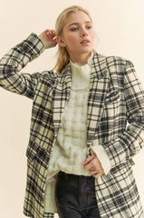Plaid Pleated Blazer Jacket