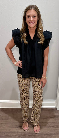 Risen Leopard Mid Rise Ankle Jeans