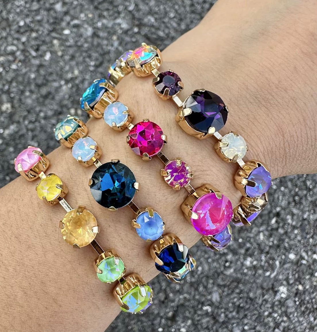 Purple Multi Colored Bracelet in Gold