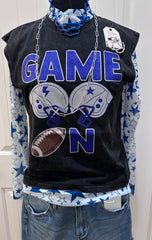 Blue & White Star Mesh Top