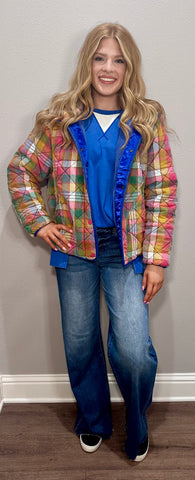 Vintage Stained Glass Colorful Quilted Jacket