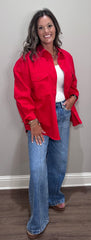 Oversized Risen Red Shirt Jacket