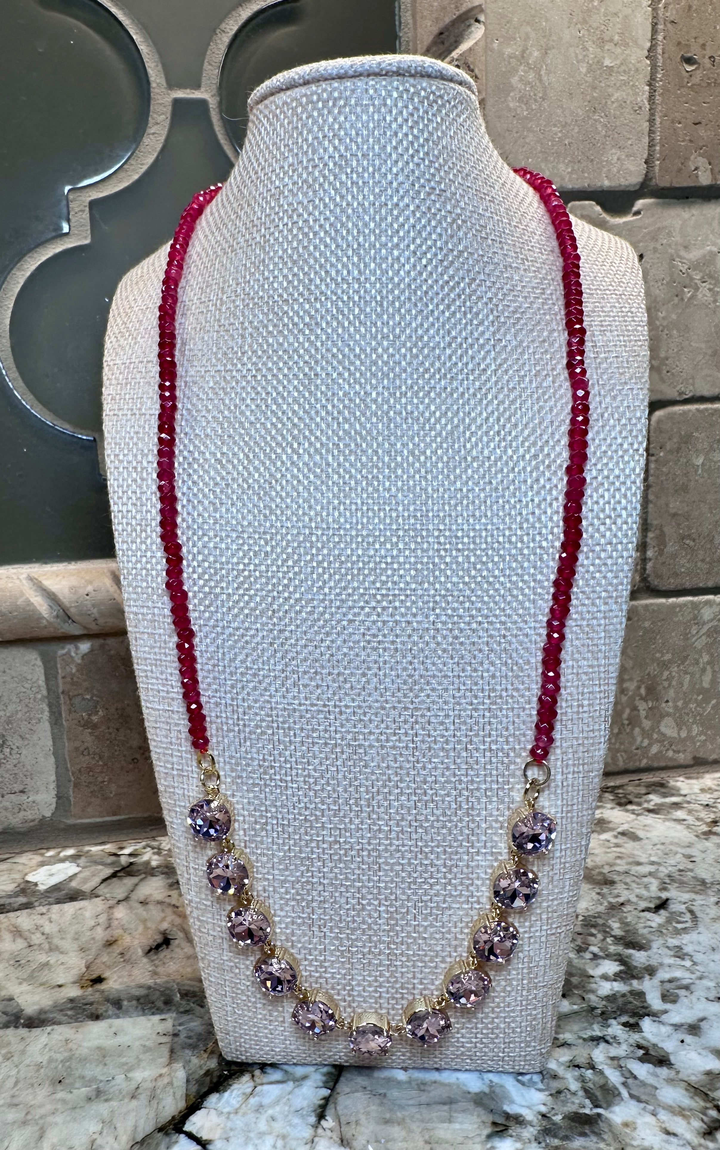 Crystal Necklaces w/ Beaded Accents - 7 Colors