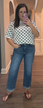 Oversized Polka Dot Sweater Top - 2 COLORS