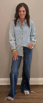 Light Denim Stripe Shacket