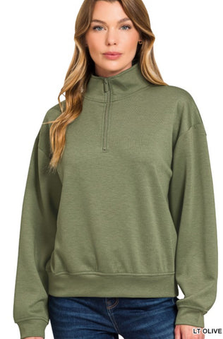 Light Olive 1/4 Zip Scuba