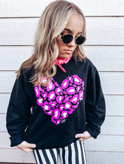 Pink Leopard Heart Sweatshirt