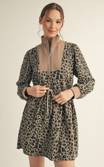 Leopard Drawstring Waist Dress