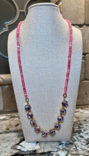 Crystal Necklaces w/ Beaded Accents - 7 Colors