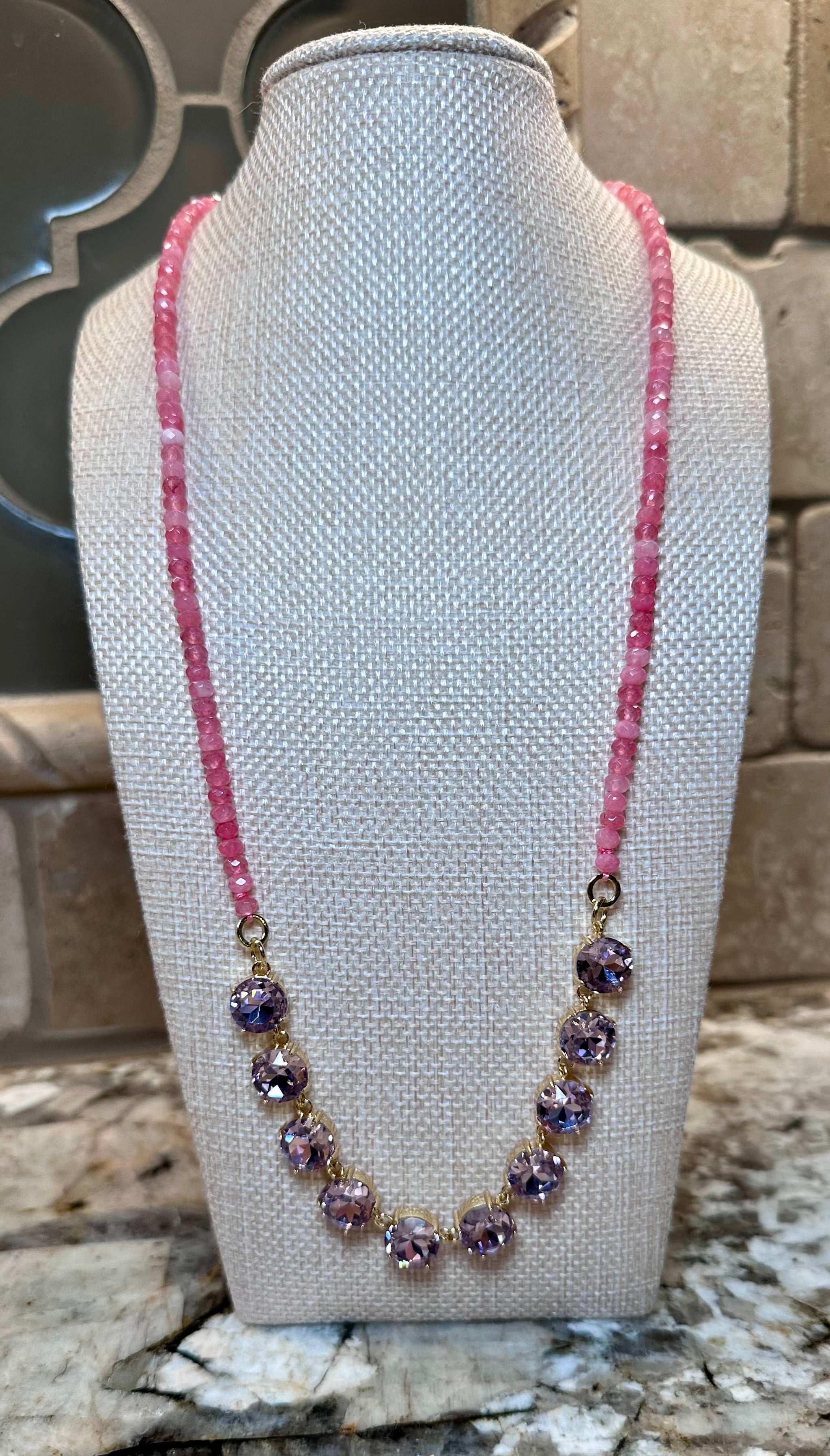 Crystal Necklaces w/ Beaded Accents - 7 Colors
