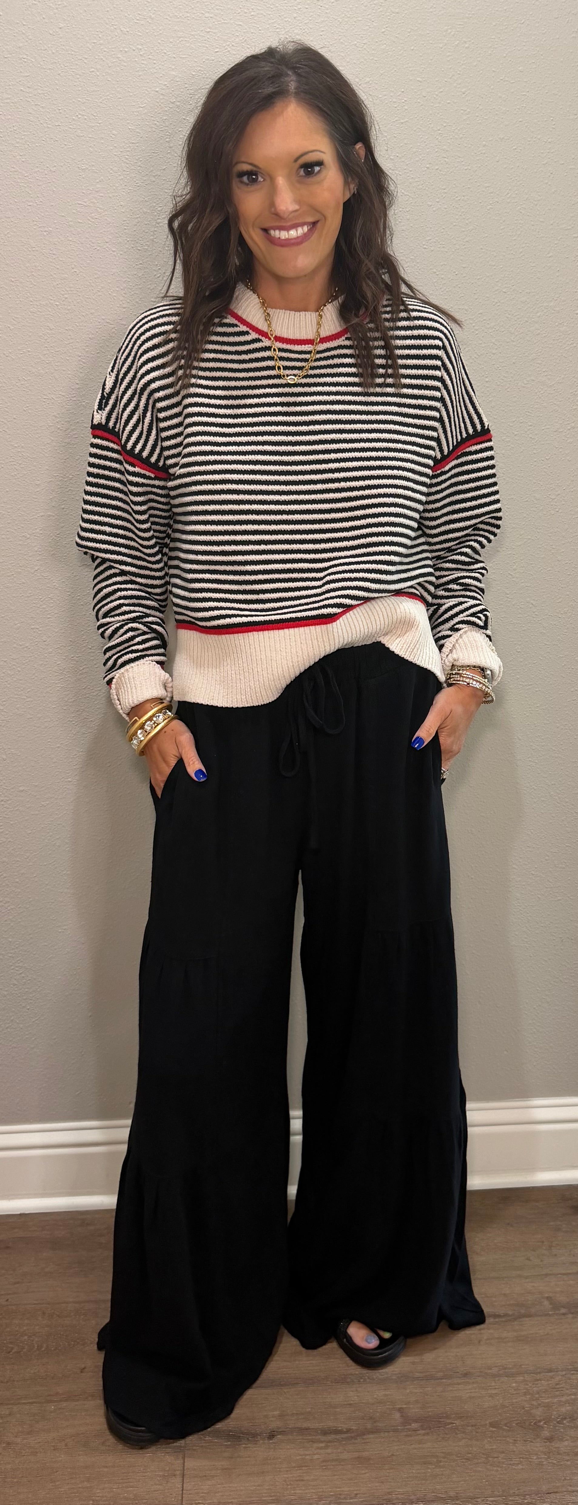 Black Striped Knit Sweater