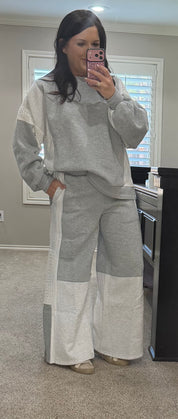 Heather Grey Crochet French Terry Mix Media Lounge Set