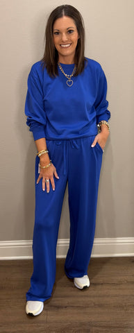 Cobalt Blue Long Sleeve Scuba Lounge Set