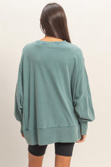 Oversized Washed Dark Teal Cotton Top
