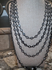 Dark Silver Crystal Necklace - Magnetic Closure