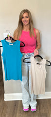 Ribbed Round Neck Tank Tops - 8 COLORS
