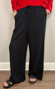 Black Elastic Waist Dressy Pant