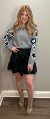 Black Sequin Skirt w/ Built in Shorts