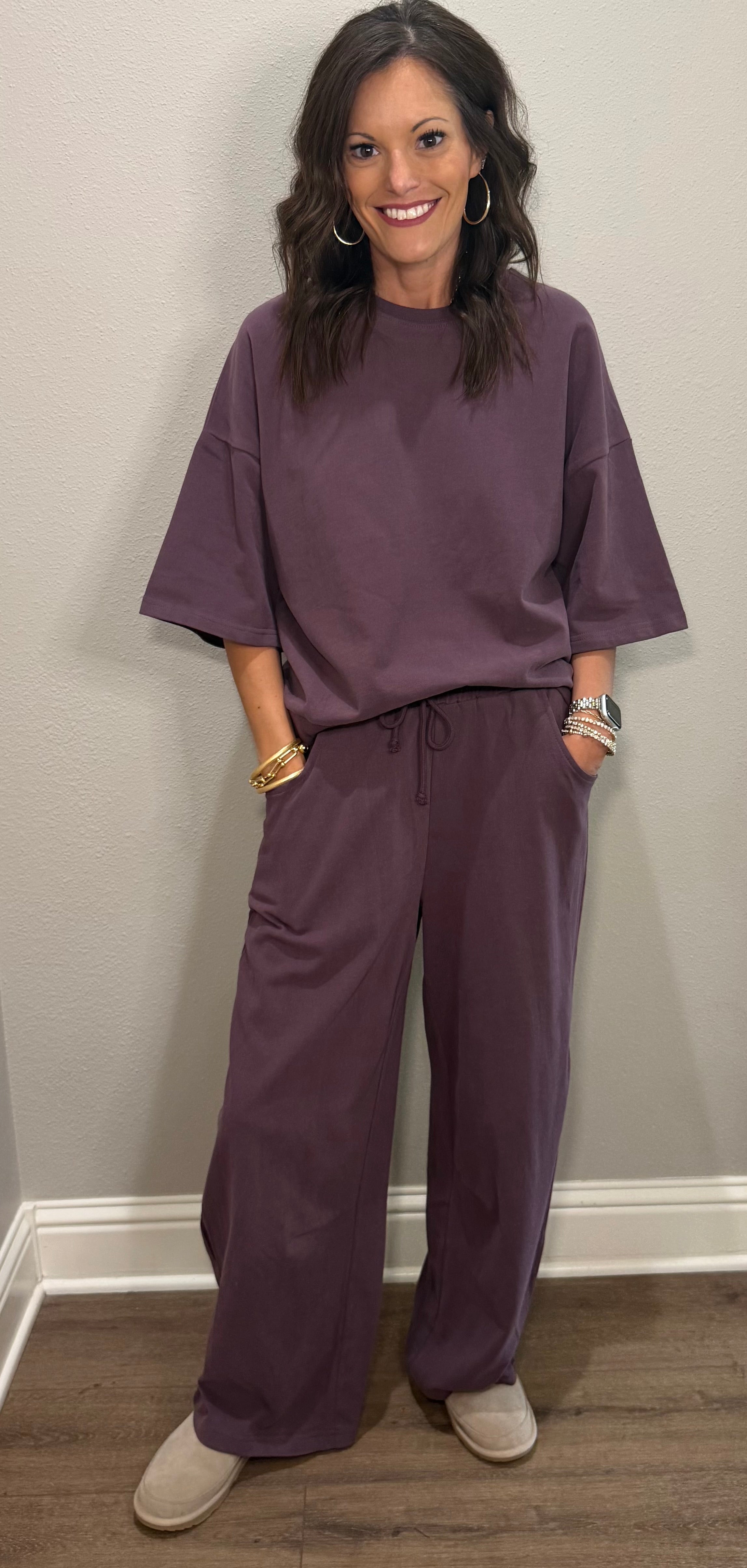 Cocoa Washed Barrel Pant w/ Short Sleeve Top SET