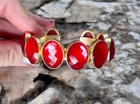 Red Stone Cuff Bracelet
