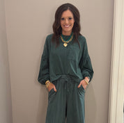 Dark Green Mineral Wash Pant Set