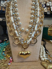 Pearl Heart Necklace Stack
