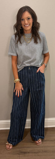 Dark Denim Stripe Pant