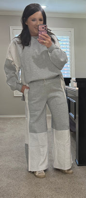 Heather Grey Crochet French Terry Mix Media Lounge Set
