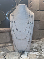 Silver Crystal Necklace w/ Chain Spaces - Multiple Lengths