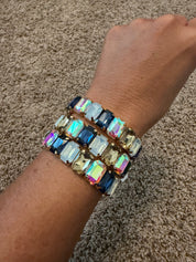 Blue Multi Square Stone Stretch Bracelet