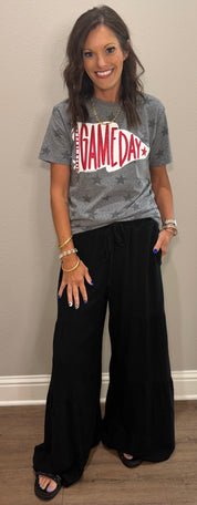 Pennant Game Day in White Ink with Glitter Puff Tee