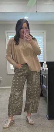 Vintage Army Bandana Printed Barrel Jeans