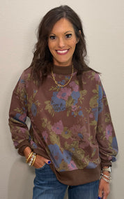 Floral Print French Terry Lighweight Sweatshirt