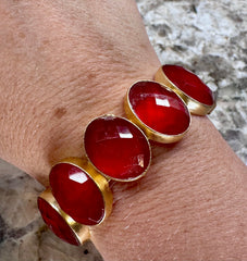 Red Stone Cuff Bracelet