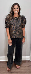 Leopard Puff Sleeve Top