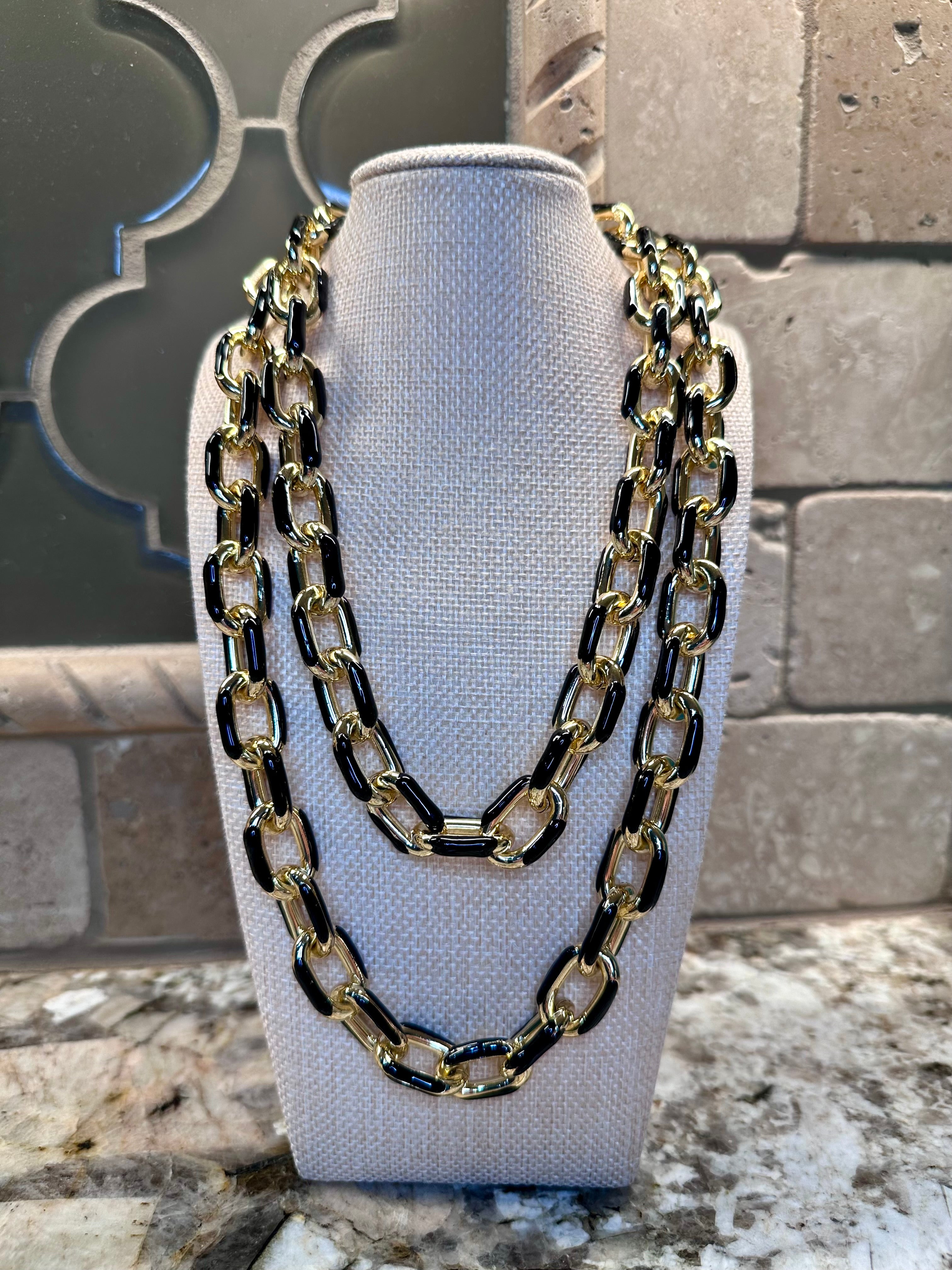 Double Chain Enamel Necklace